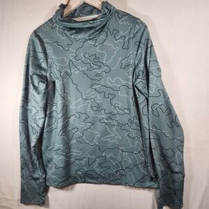 Under Armour warm layer  Womens Sage Green Abstract Topo‎ Print Funnel Neck